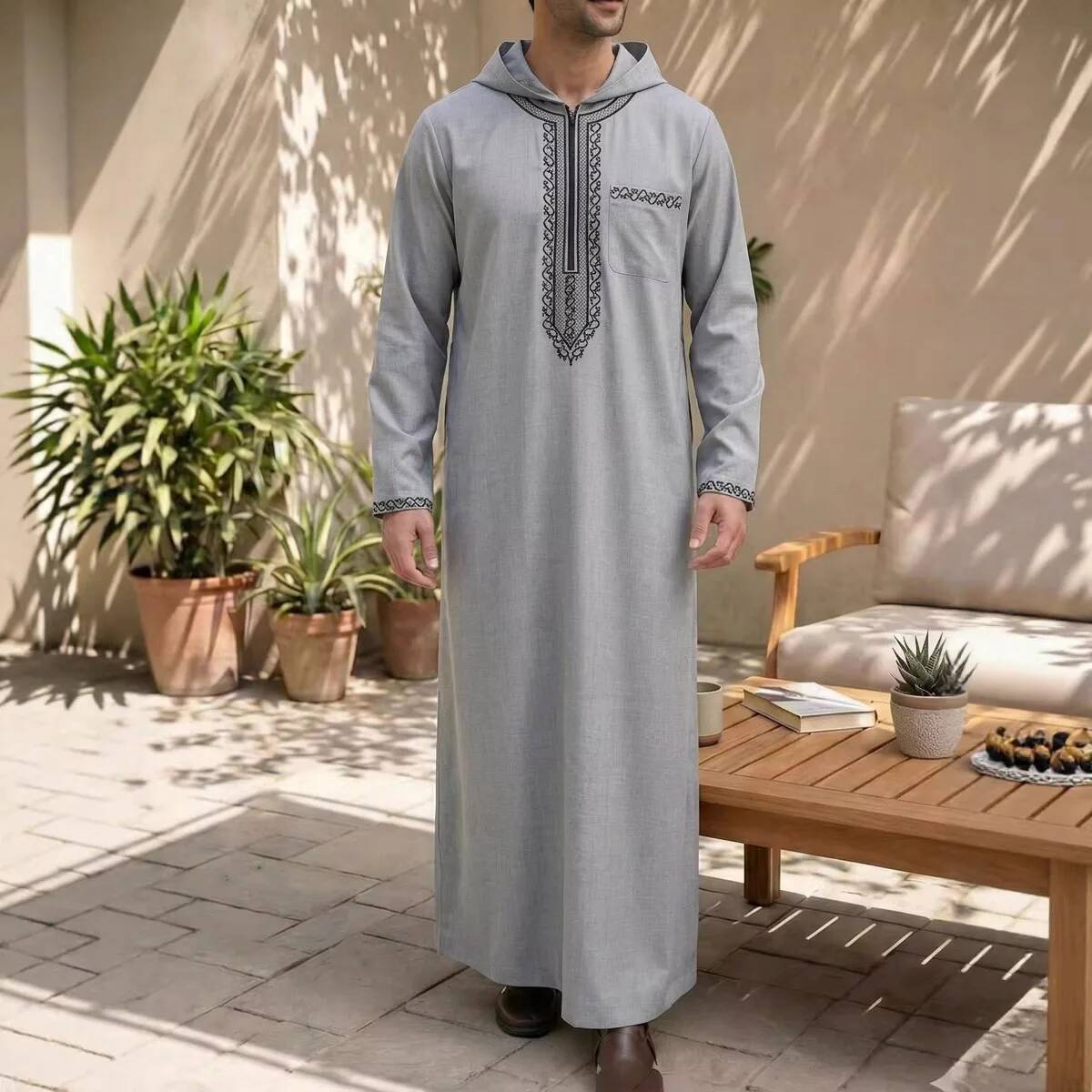 Winter Clothing Dubai - Robe longue décontractée brodée pour homme,