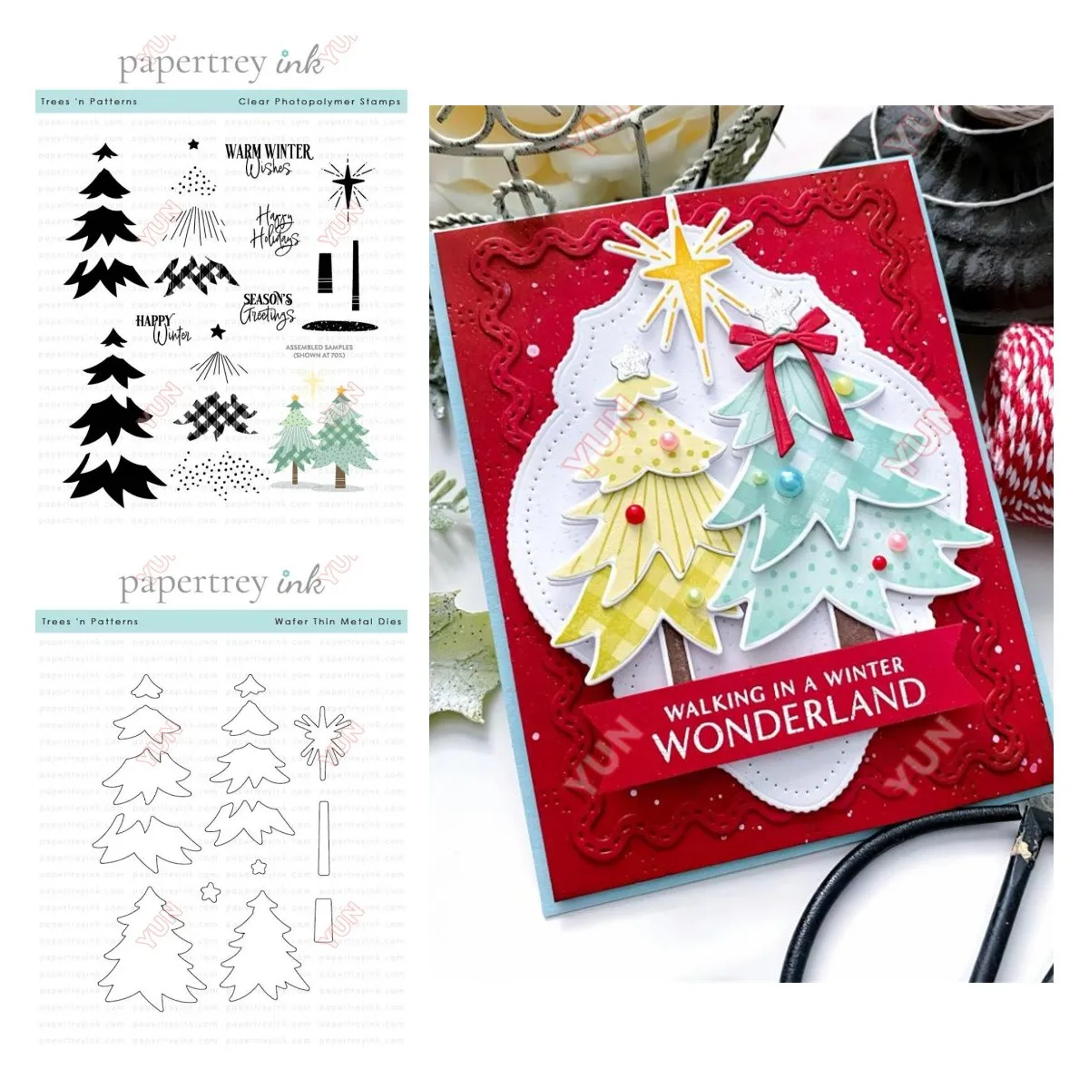 Winter Clothing Patterns - Timbres Big Winter Sentiments, motifs d'arbres