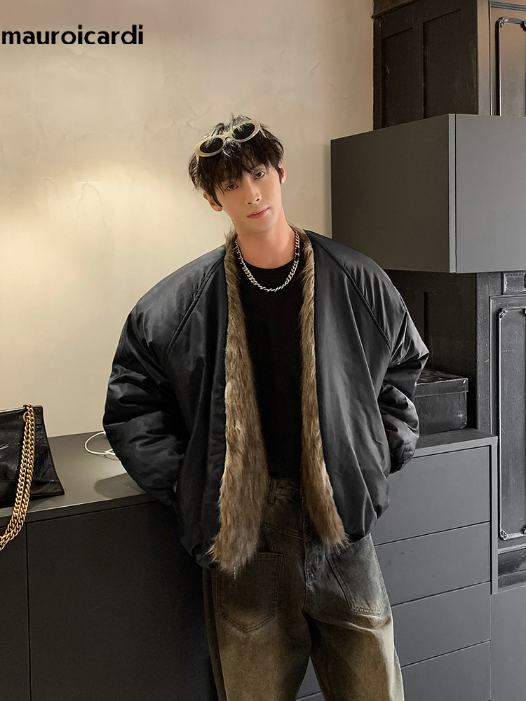 Winter Clothing Pk - Mauroicardi-Parka Réversible en Fausse Fourrure pour
