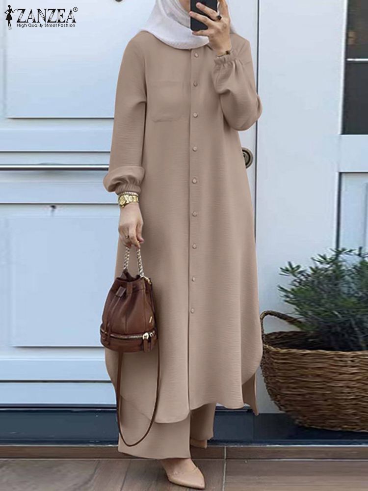 Winter Clothing Dubai - ZANZEA-Ensemble 2 Pièces pour Femme Musulmane,