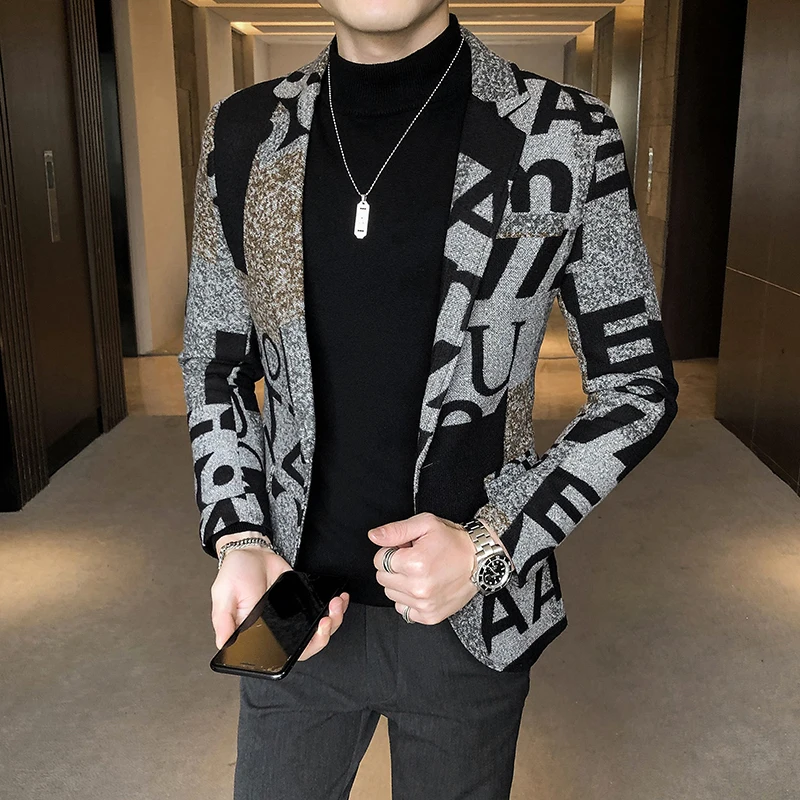 Blazer en laine imprimé lettre - Winter Clothing Patterns avis et prix