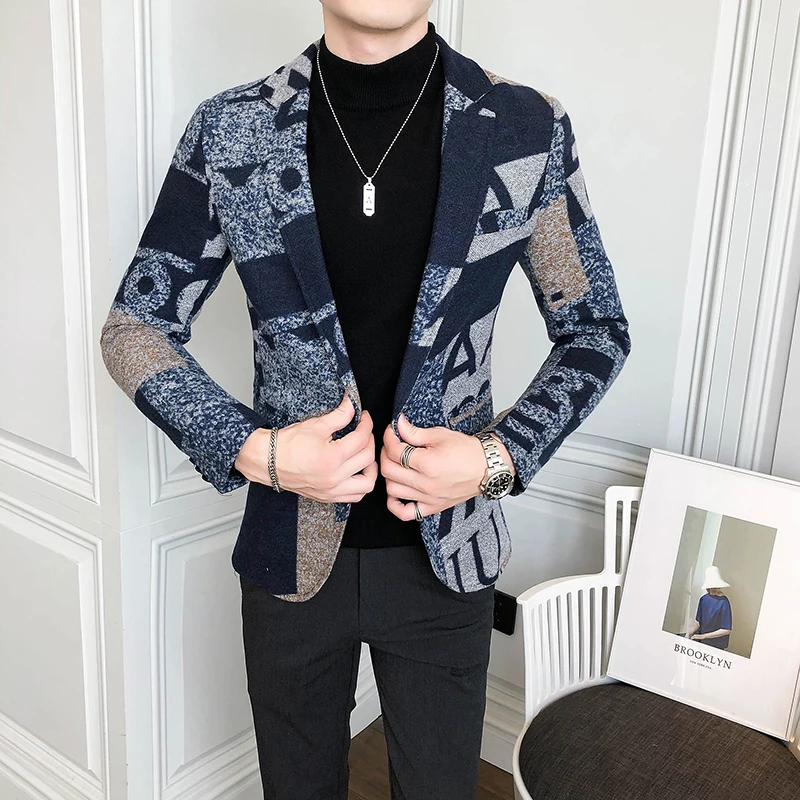 Blazer en laine imprimé lettre - Winter Clothing Patterns avis et prix